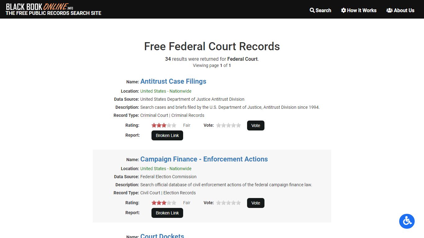 Federal Court Records | Black Book Online